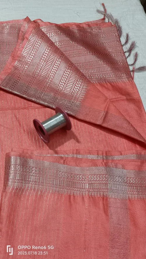 Elegant Mangalagiri Cotton Saree with Silver Zari Woven Borders